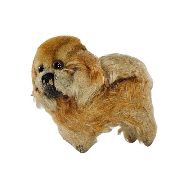 Vintage Steiff Peky Pekingese Dog Tiny Pink Ribbon Bow 4" - Picture 1 of 8